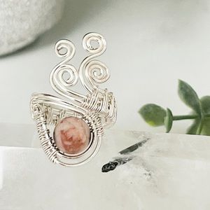 Artisan🤩 Handmade natural pink zebra Jasper rings ✨